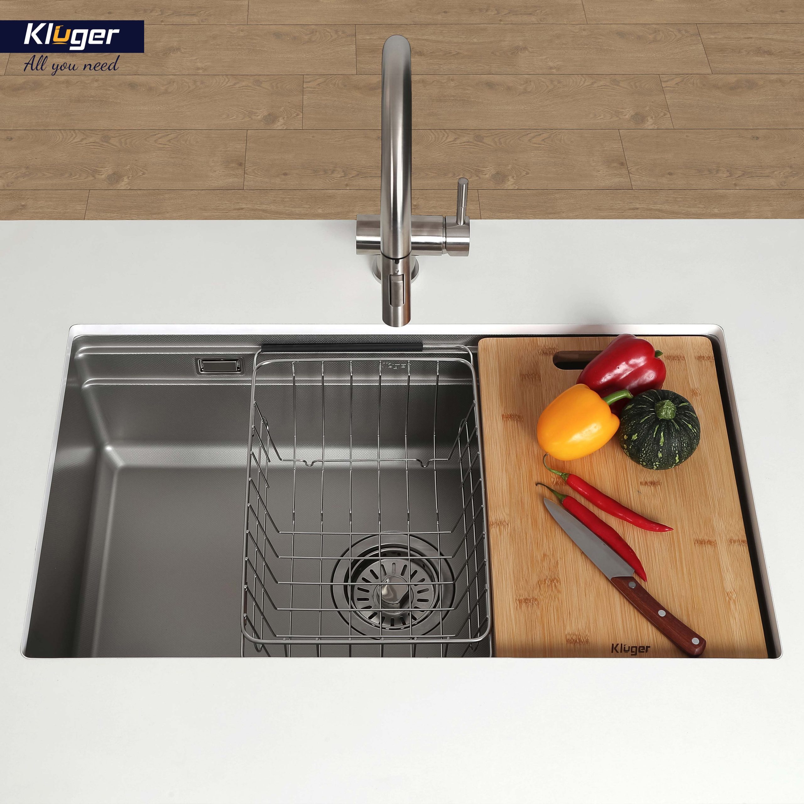 Chậu rửa chén Posco 304 Linen dập nổi KLUGER KWU8161FS-S76