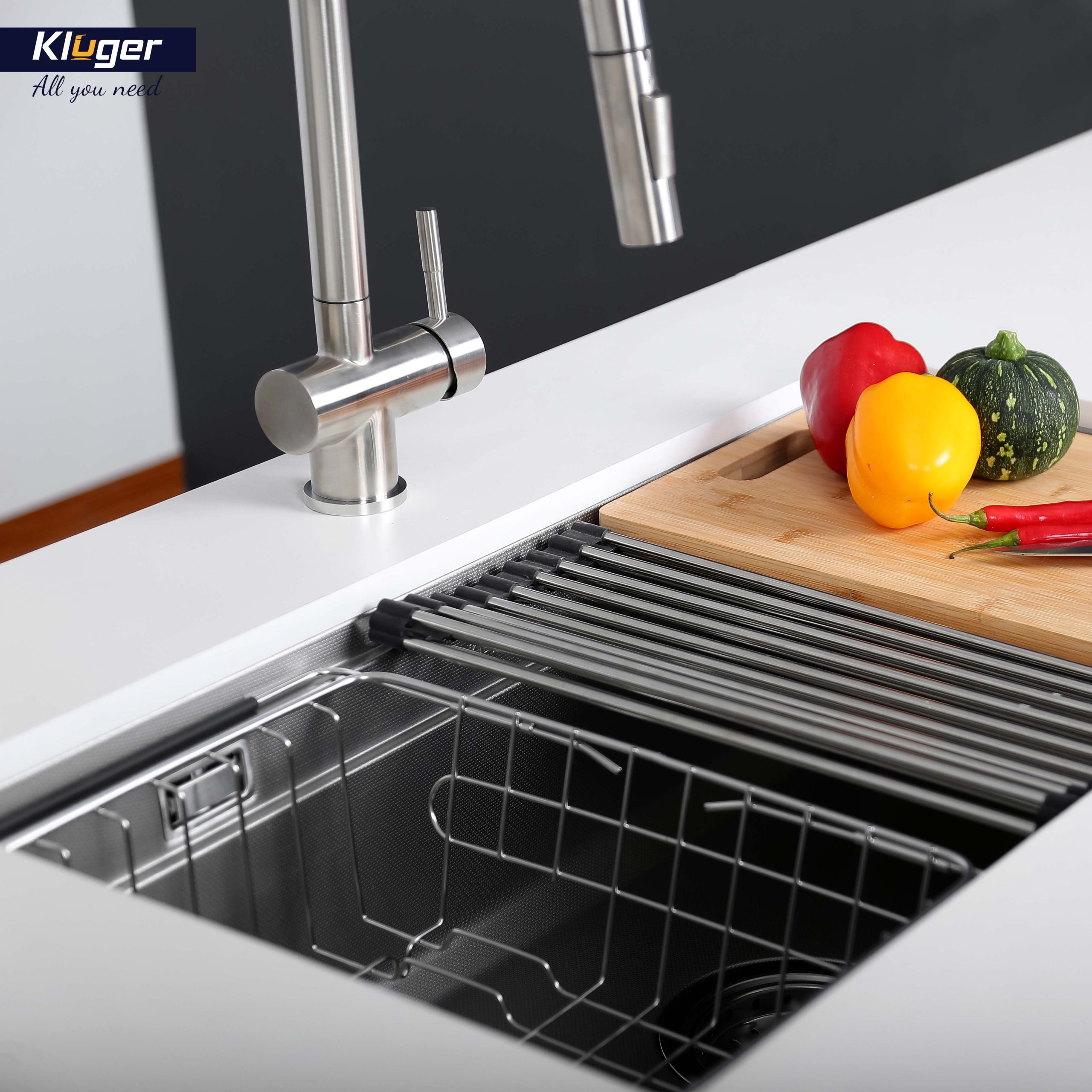 Chậu rửa chén Posco 304 Linen dập nổi KLUGER KWU8161FS-S76