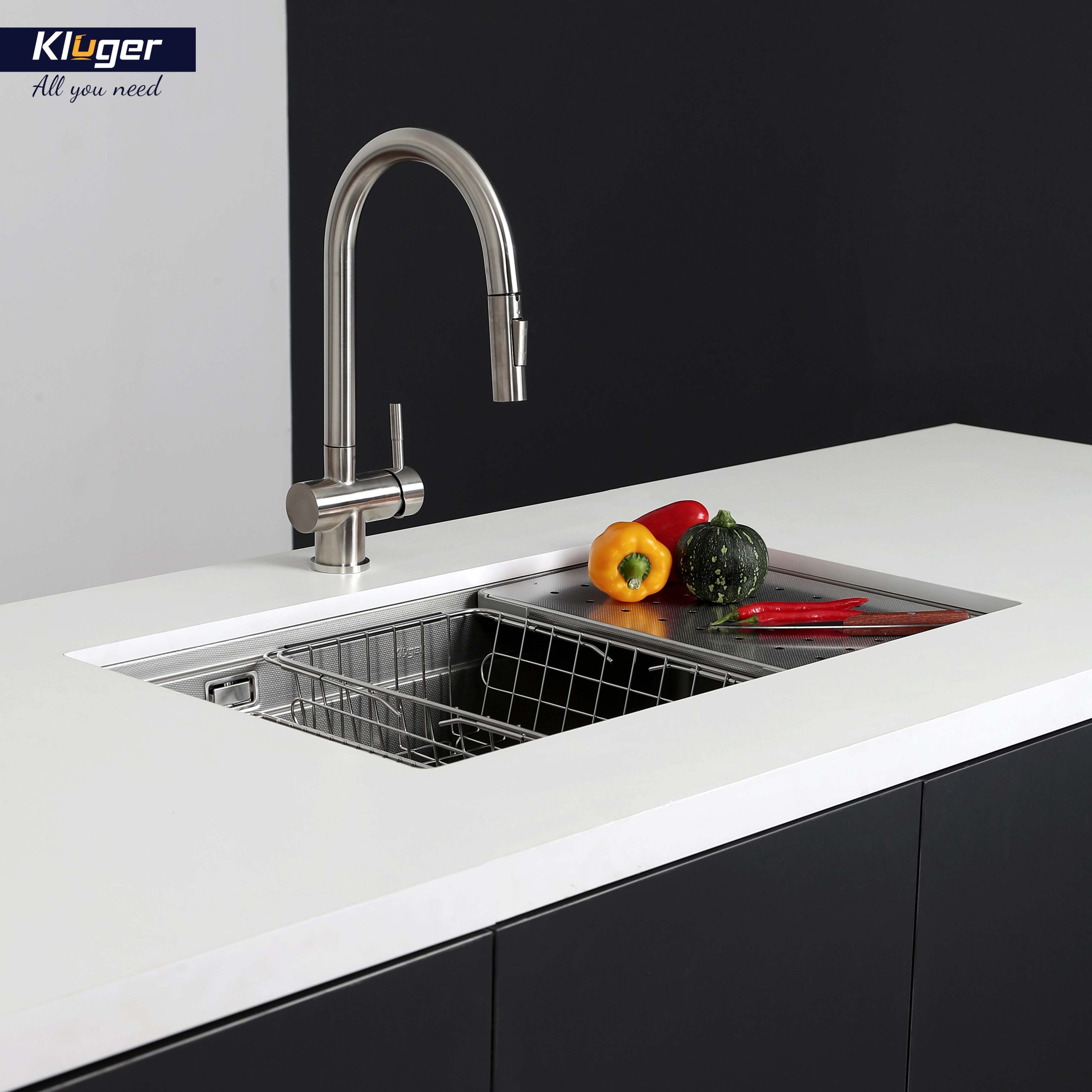 Chậu rửa chén Posco 304 Linen dập nổi KLUGER KWU8161FS-S76