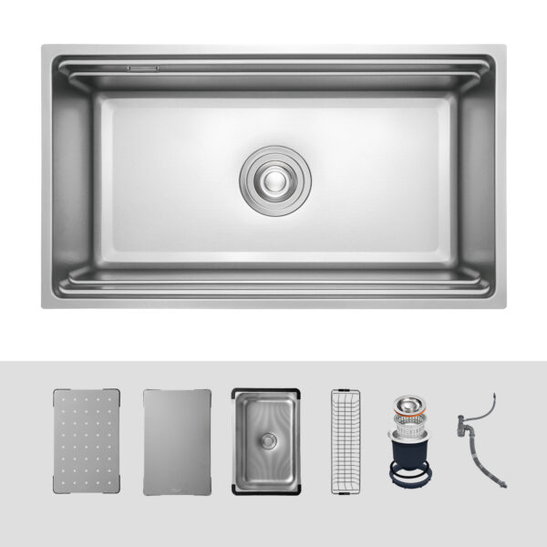 Chậu rửa chén Posco 304 Linen dập nổi KLUGER KWU8161FS-S76Plus (K600 Series)