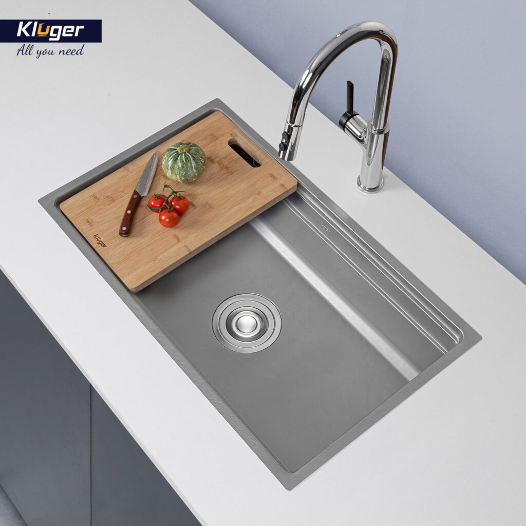 Chậu rửa chén Posco 304 Linen dập nổi KLUGER KWU8161FS-S76Plus (K600 Series)