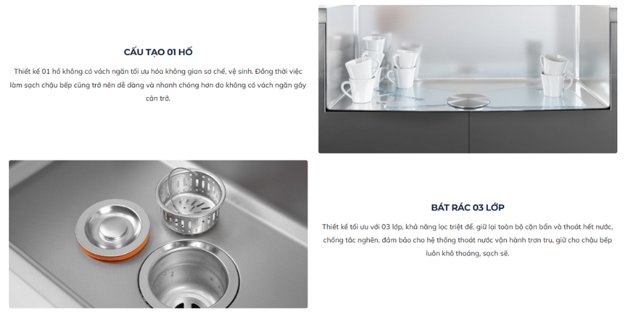 Chậu rửa chén Posco 304 Linen dập nổi KLUGER KWU8161FS-S76Plus (K600 Series)