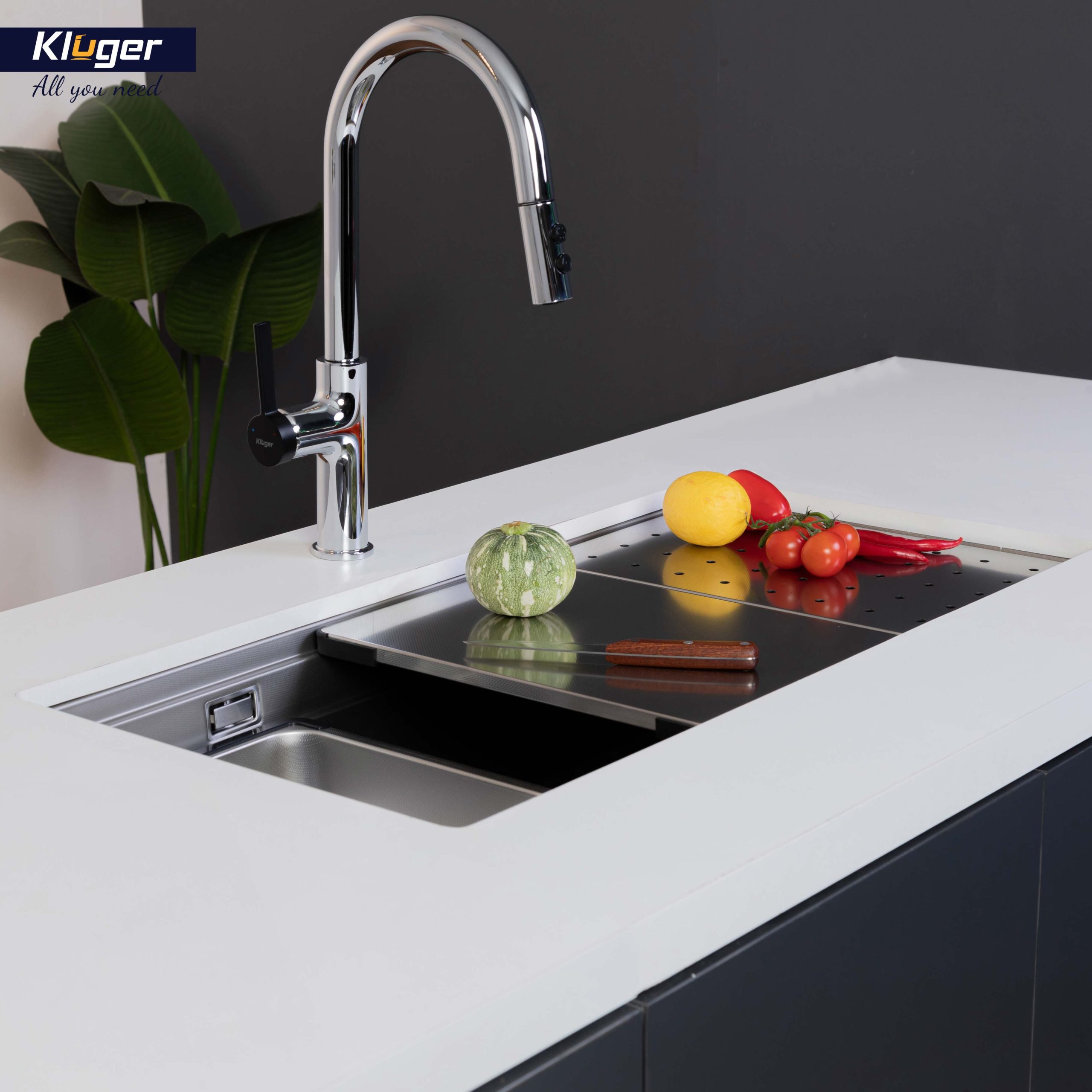 Chậu rửa chén Posco 304 Linen dập nổi KLUGER KWU8161FS-S86 (K600 Series)