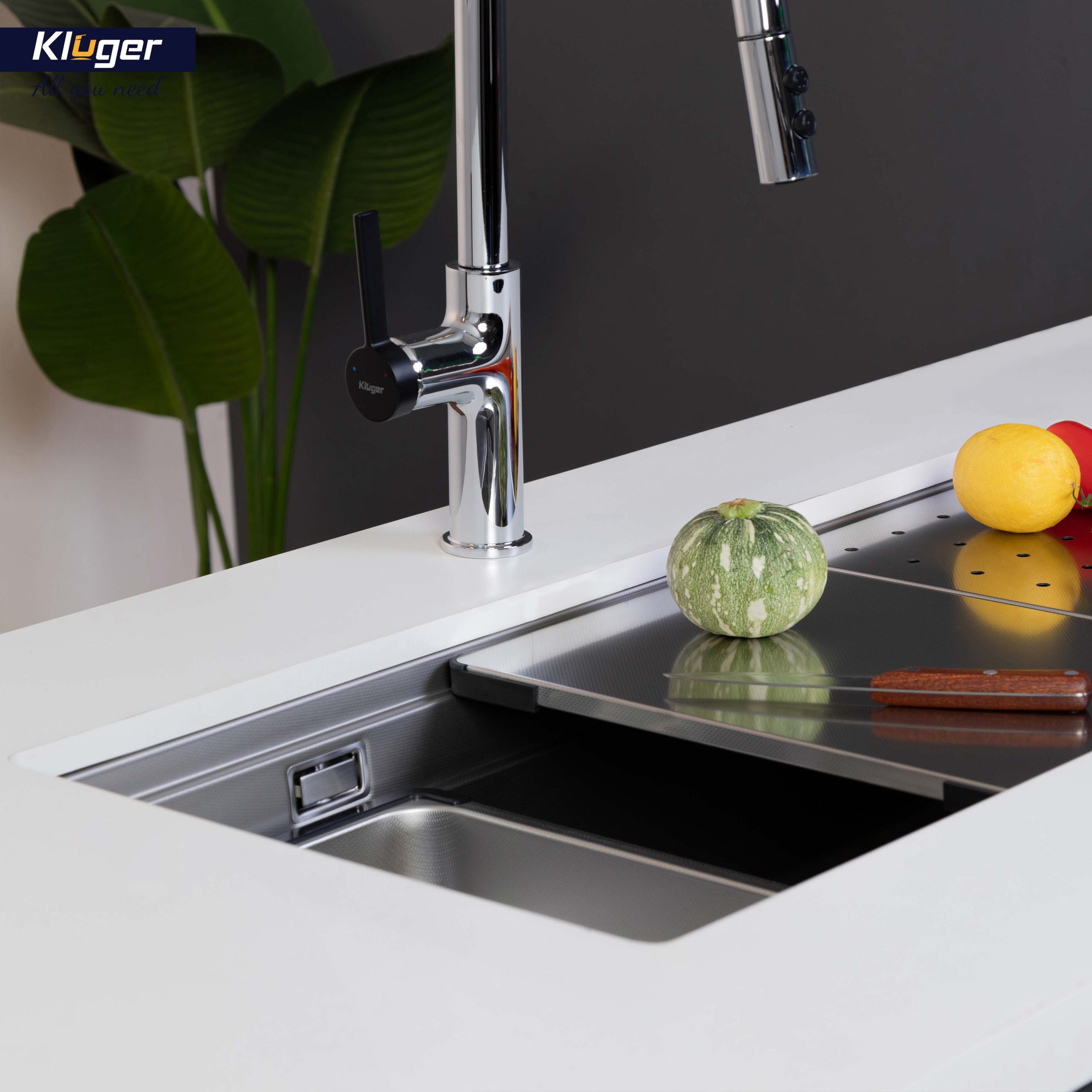 Chậu rửa chén Posco 304 Linen dập nổi KLUGER KWU8161FS-S86 (K600 Series)