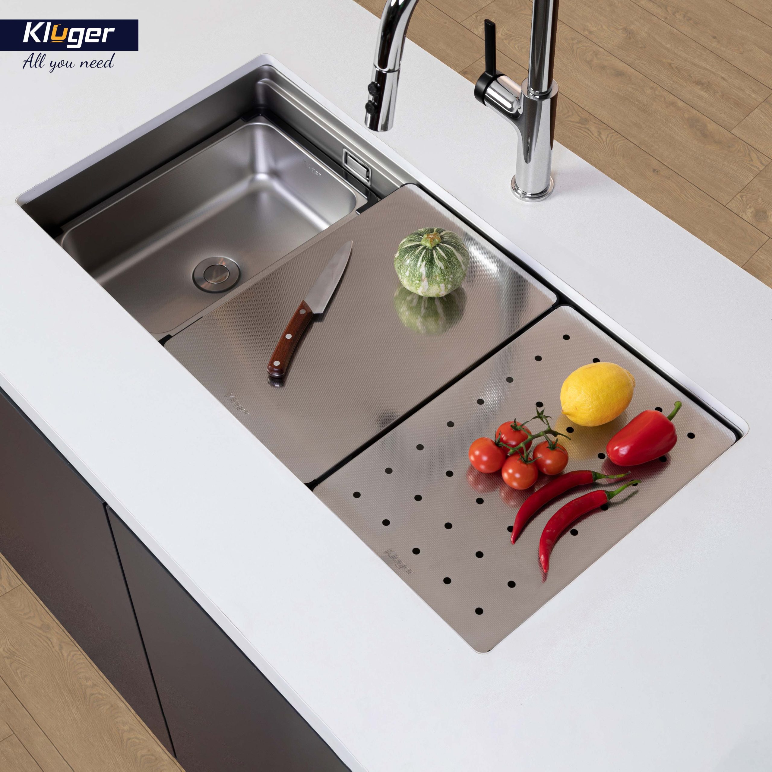 Chậu rửa chén Posco 304 Linen dập nổi KLUGER KWU8161FS-S86 (K600 Series)