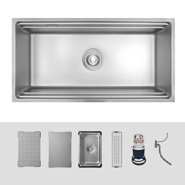 Chậu rửa chén Posco 304 Linen dập nổi KLUGER KWU8161FS-S86Plus (K600 Series)