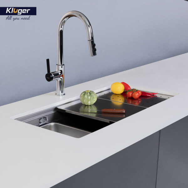 Chậu rửa chén Posco 304 Linen dập nổi KLUGER KWU8161FS-S86Plus (K600 Series)
