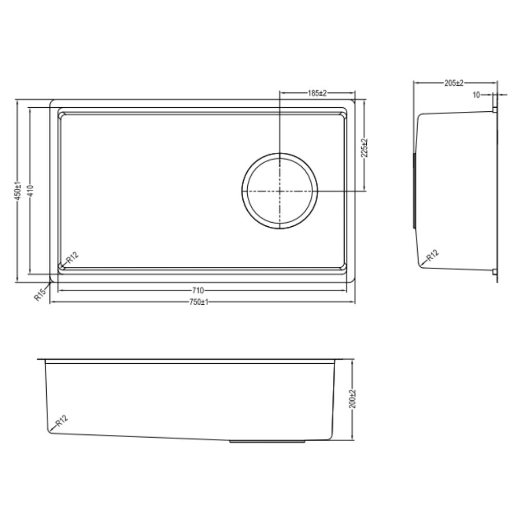 Chậu rửa chén Posco 304 Super Linen dập nổi KLUGER KY7545SLBasic (TOYA Series)