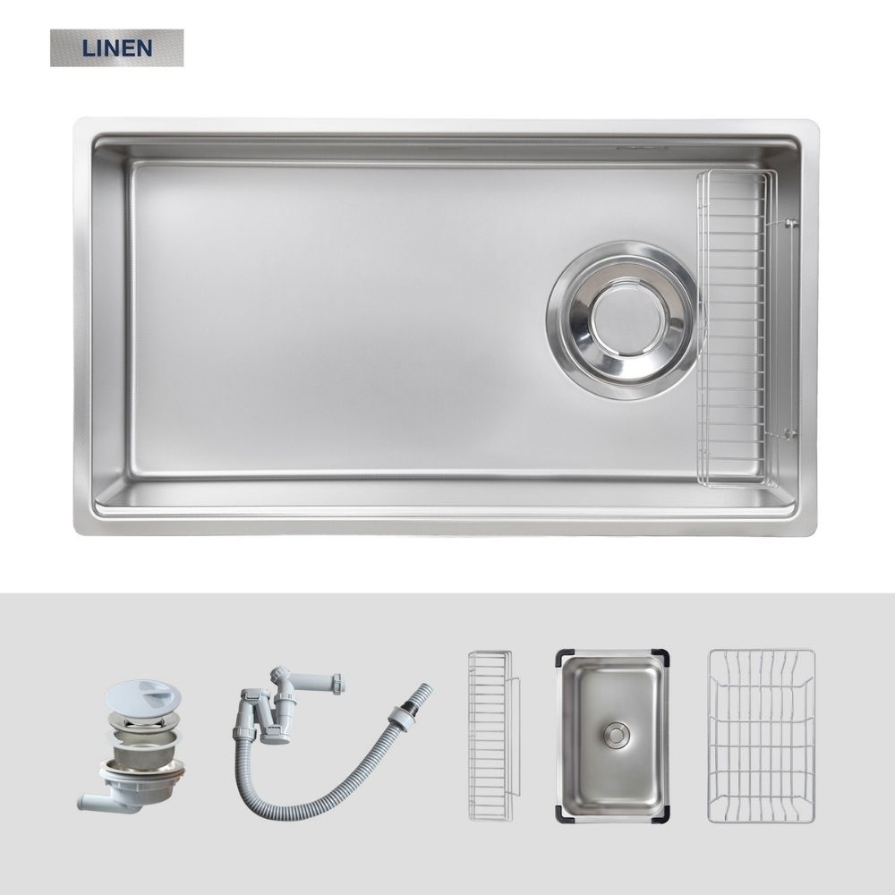 Chậu rửa chén Posco 304 Linen dập nổi Kluger KY8045FS Plus