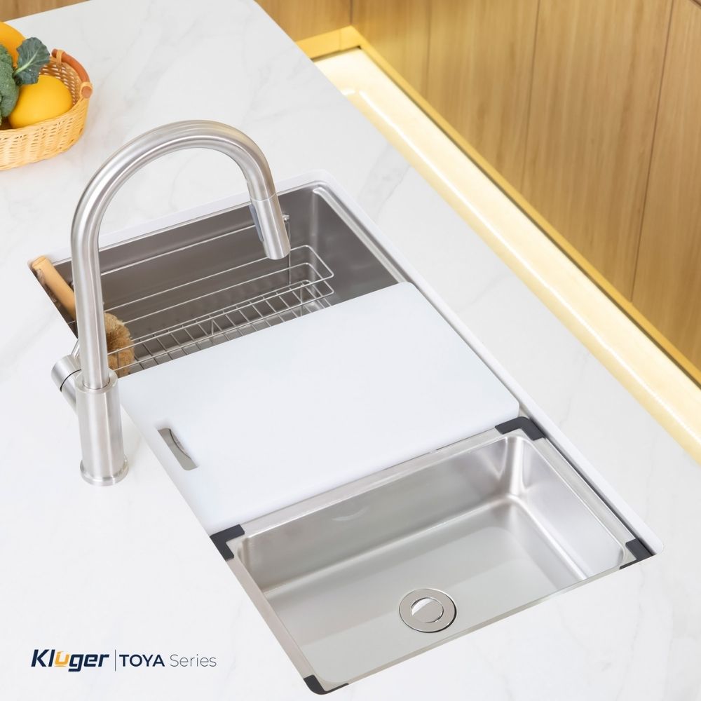 Chậu rửa chén Posco 304 Linen dập nổi Kluger KY8045FS Plus
