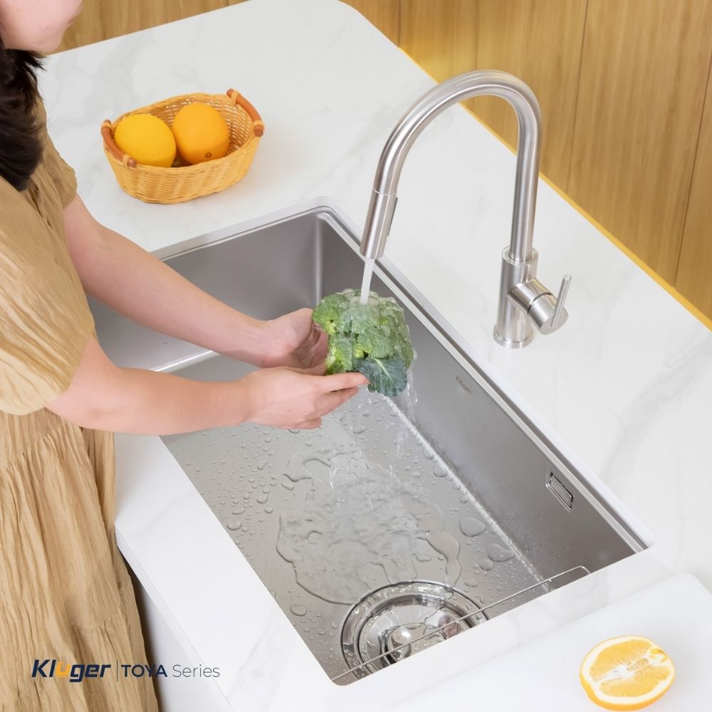 Chậu rửa chén Posco 304 Linen dập nổi Kluger KY8045FS Plus