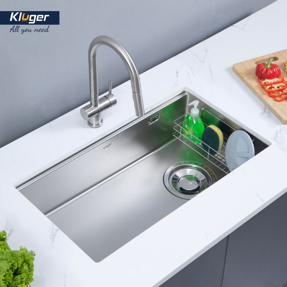 Chậu rửa chén Posco 304 Linen dập nổi Kluger KY8045FS Plus