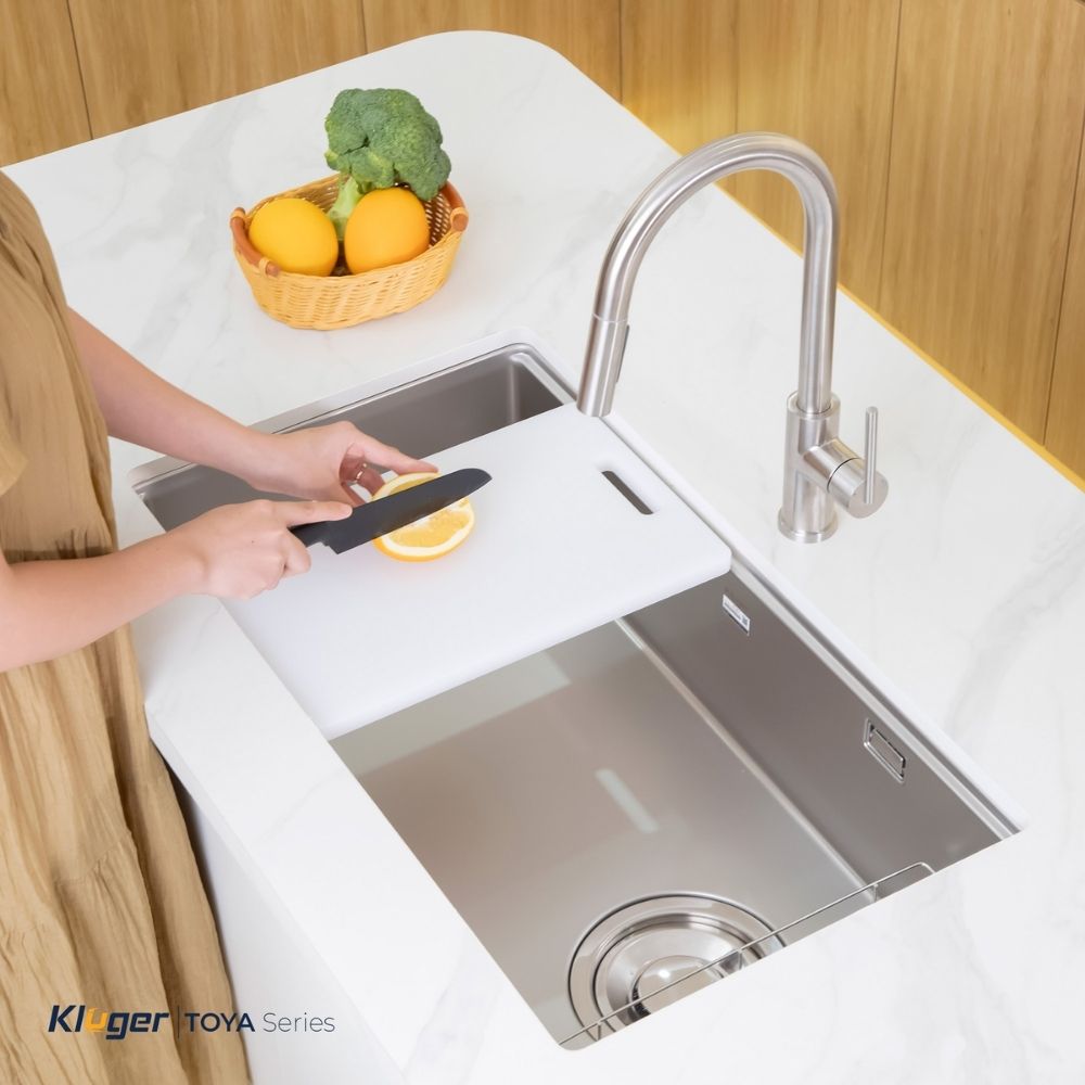 Chậu rửa chén Posco 304 Linen dập nổi Kluger KY8045FS Plus