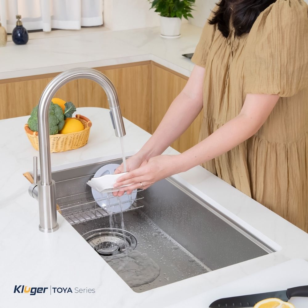 Chậu rửa chén Posco 304 Linen dập nổi Kluger KY8045FS Plus