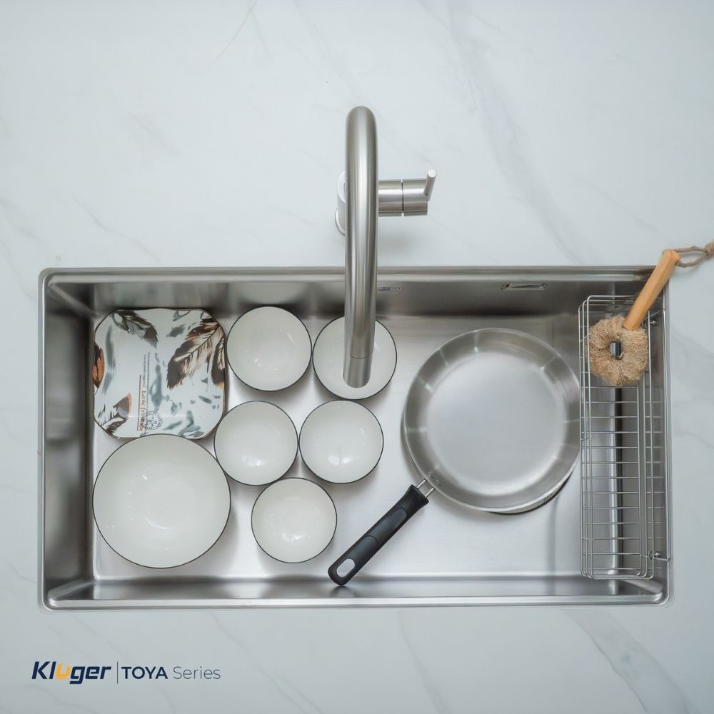 Chậu rửa chén Posco 304 Satin trơn Kluger KY8045ST Plus