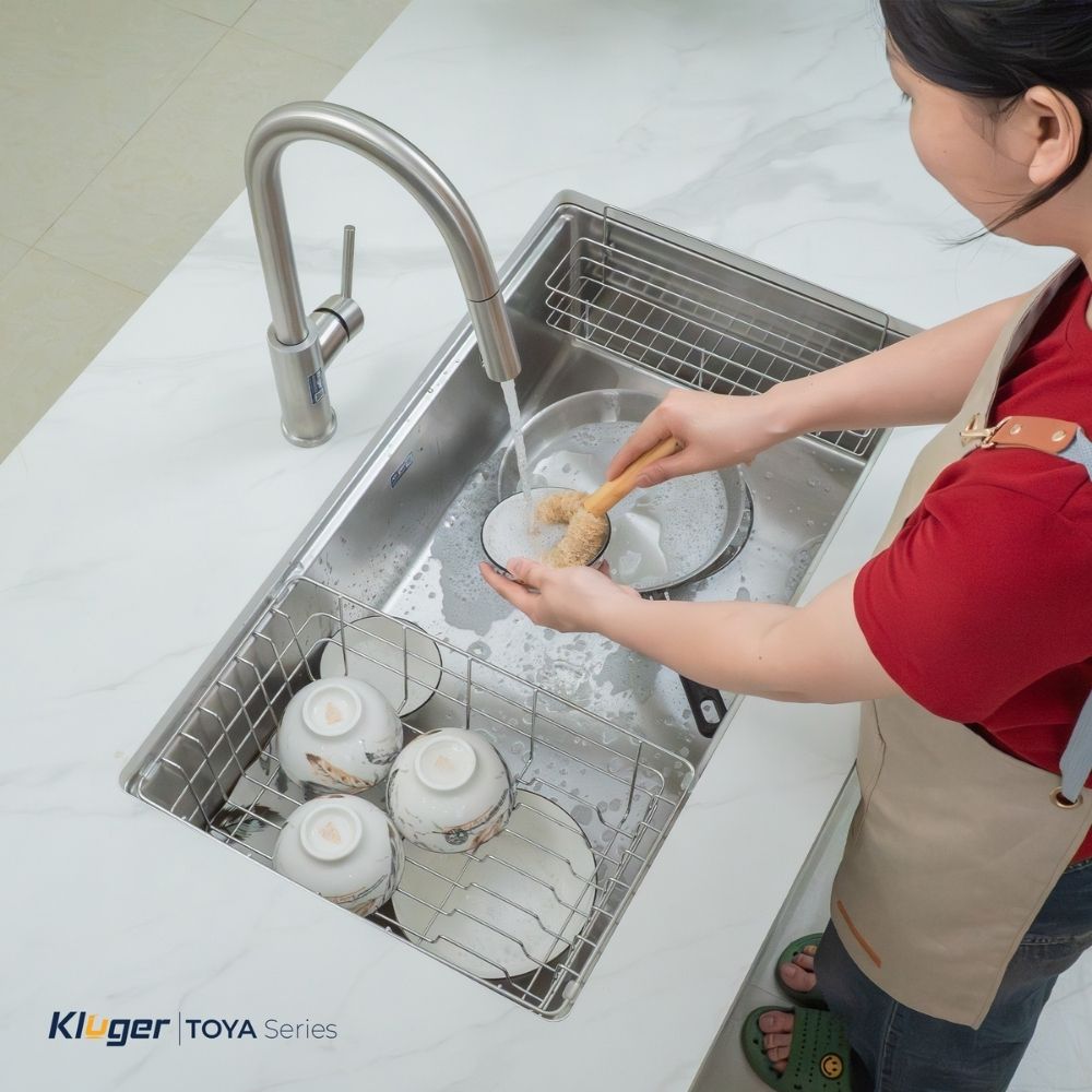 Chậu rửa chén Posco 304 Satin trơn Kluger KY8045ST Plus