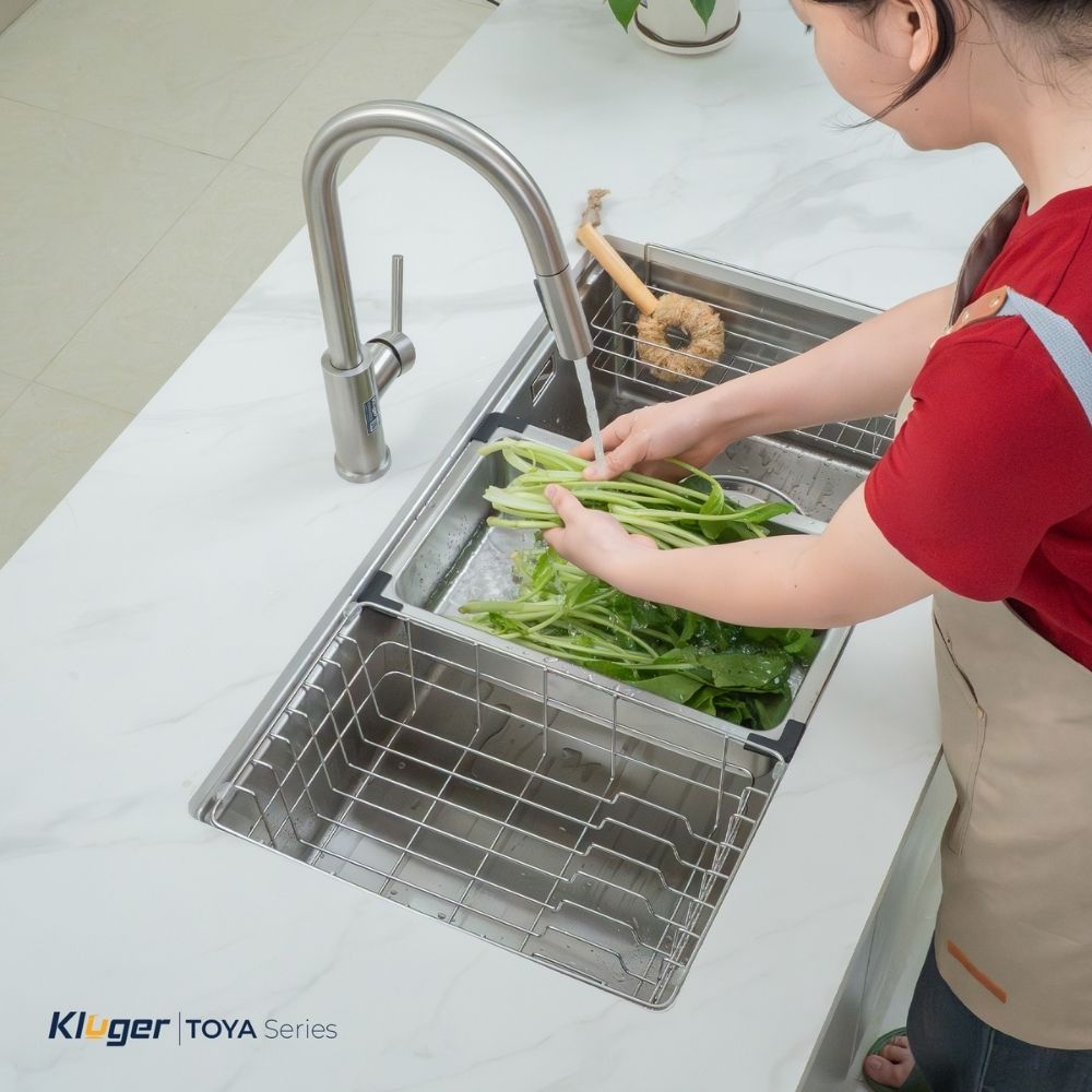 Chậu rửa chén Posco 304 Satin trơn Kluger KY8045ST Plus