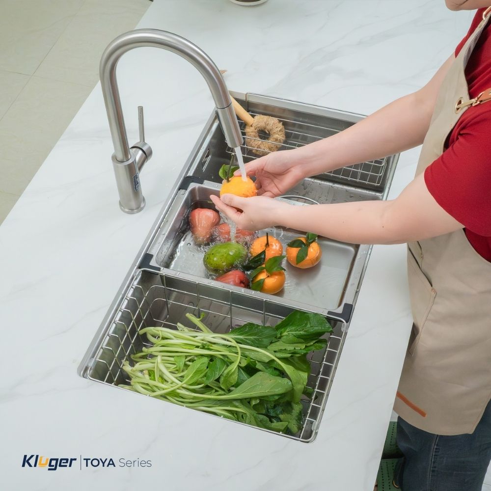 Chậu rửa chén Posco 304 Satin trơn Kluger KY8045ST Plus