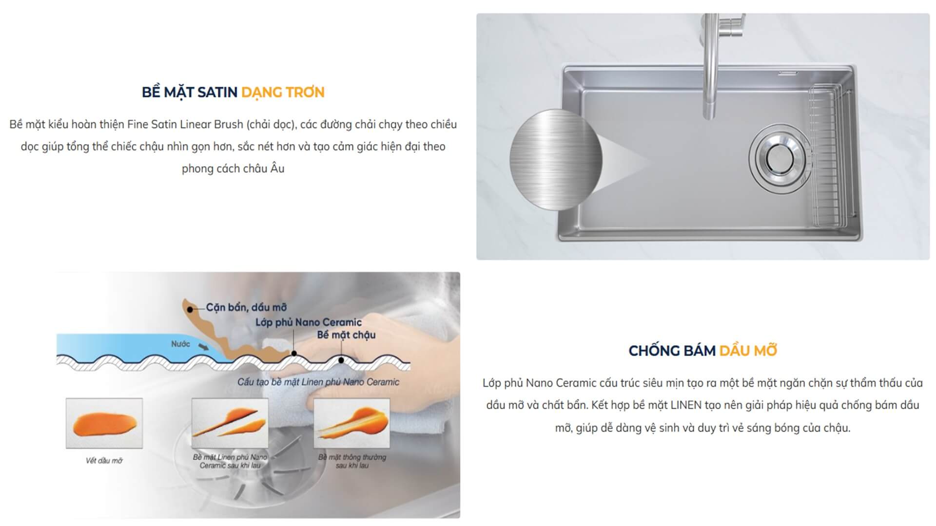 Chậu rửa chén Posco 304 Satin trơn Kluger KY8045ST Plus
