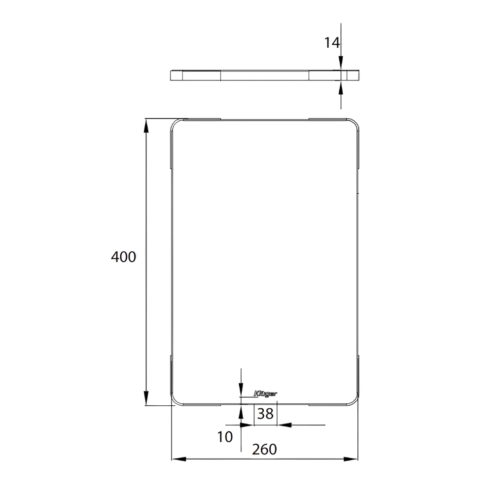 Bản vẽ kỹ thuật thớt nguyên tấm Inox 304 Linen chống xước Kluger KCB-121FB