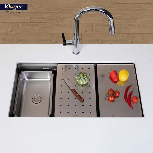 Thớt nguyên tấm Inox 304 Linen chống xước KLUGER KCB-121FS