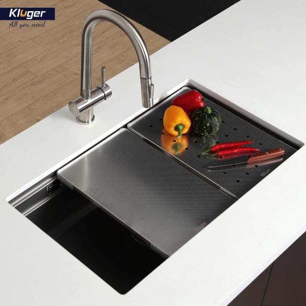 Thớt nguyên tấm Inox 304 Linen chống xước KLUGER KCB-121FS