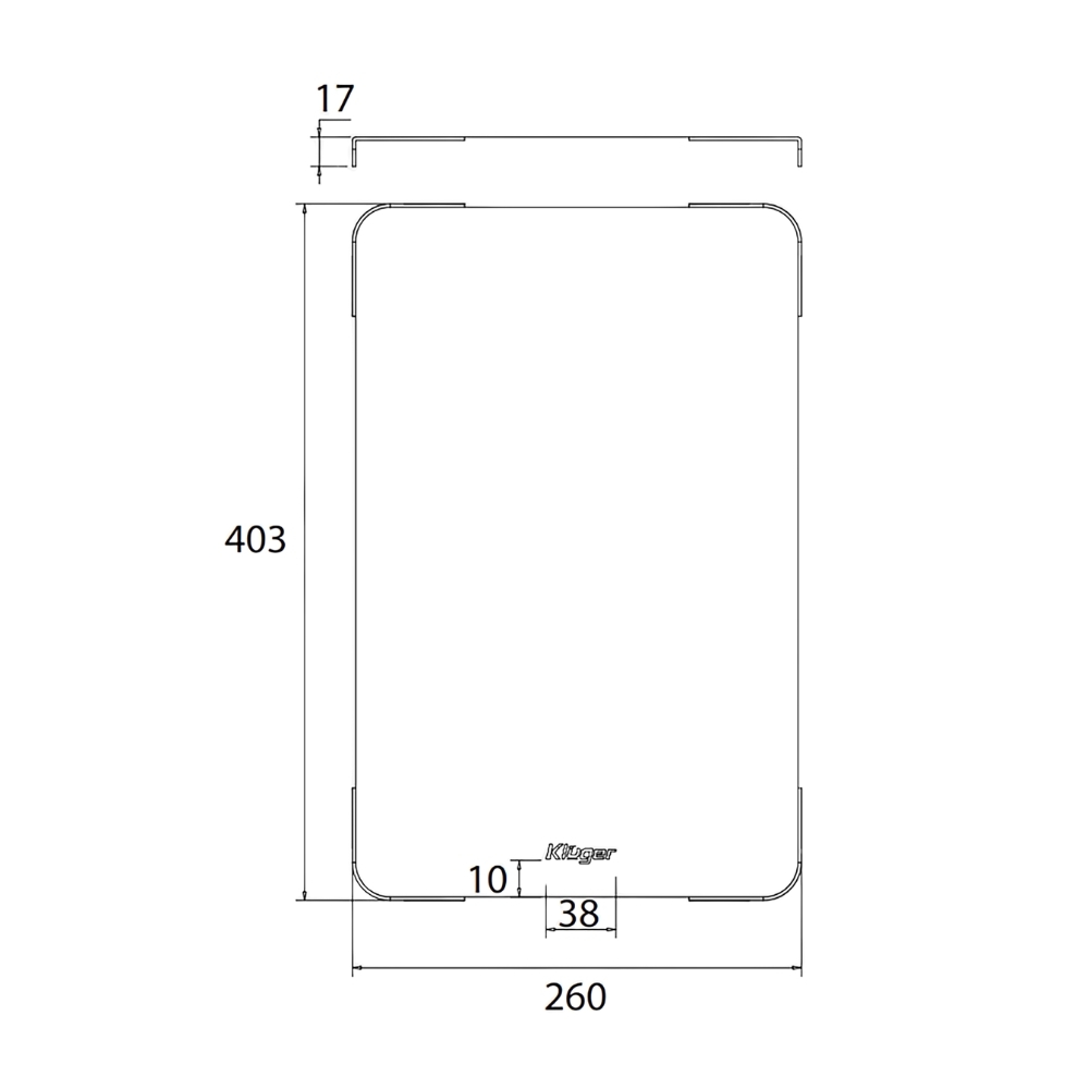 Bản vẽ kỹ thuật thớt nguyên tấm Inox 304 Linen chống xước Kluger KCB-122FS