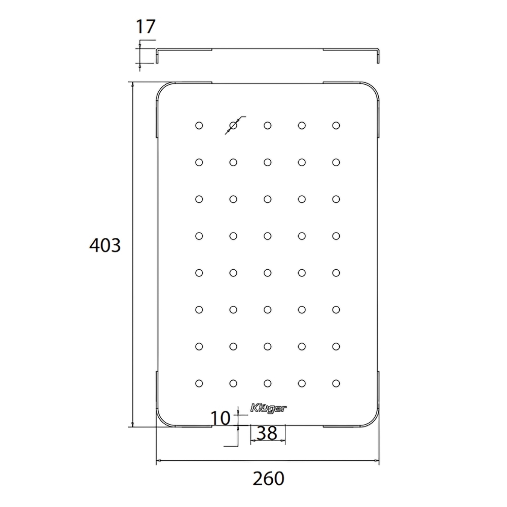 Bản vẽ kỹ thuật thớt nguyên tấm Inox 304 Linen chống xước Kluger KCB-132FS