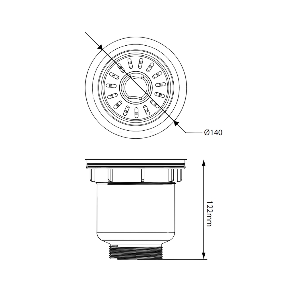 Bát rác 3 lớp Inox 304 Kluger KS - 501DN140B