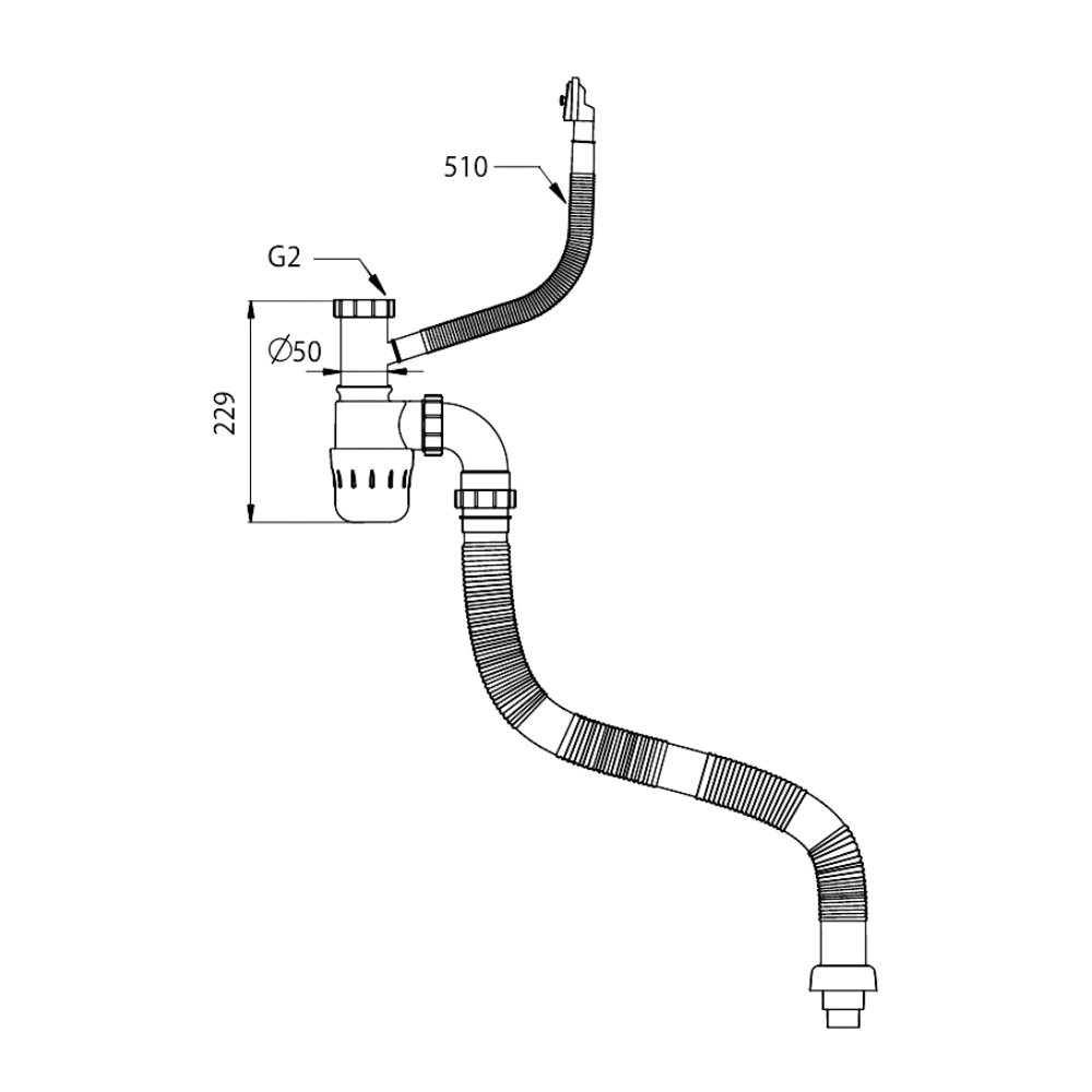 Siphon chậu rửa bát 1 hộc KLUGER KSP-301