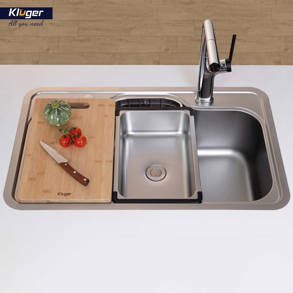 Chậu rửa nhỏ phụ Inox 304 Linen chống xước KLUGER KSWB-402FS