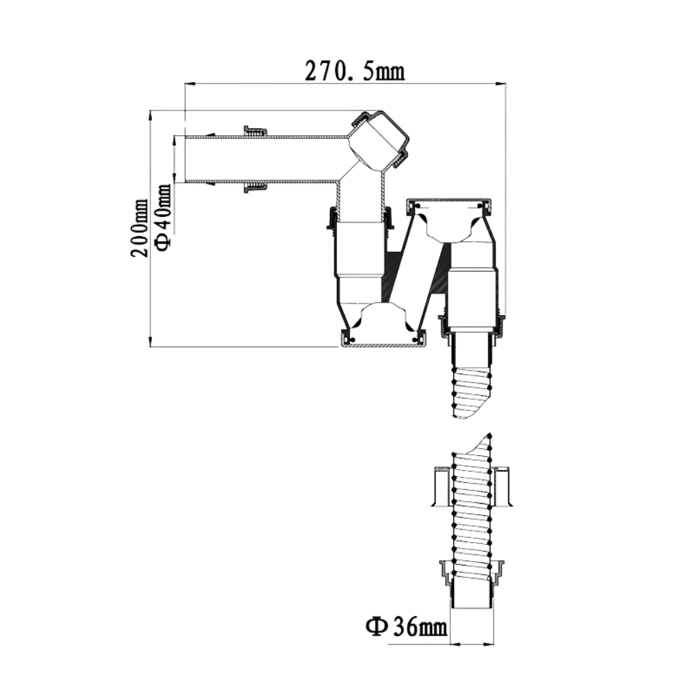 Siphon chậu rửa bát 1 hộc KLUGER Z-SLIM