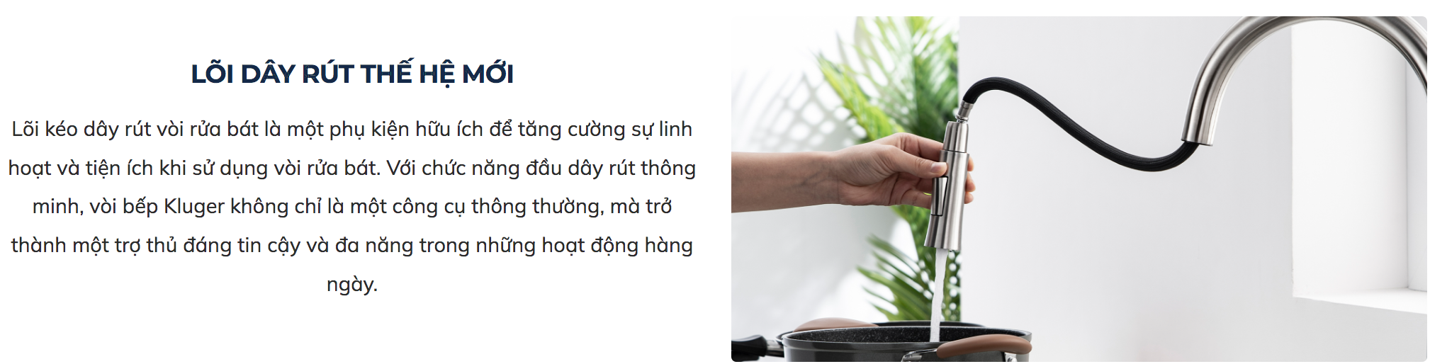 Vòi chậu bếp nóng lạnh dây rút AMBER KLUGER KLF0001C / KLF0001B / KLF0001S