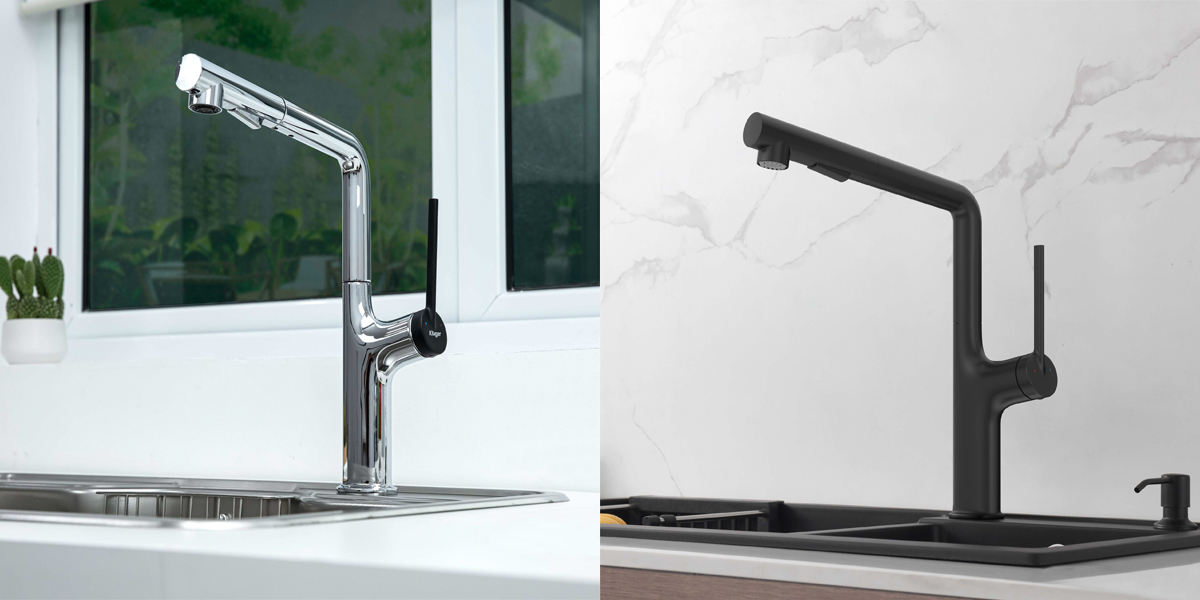 Vòi chậu bếp nóng lạnh dây rút AMBER KLUGER KLF0001C / KLF0001B / KLF0001S