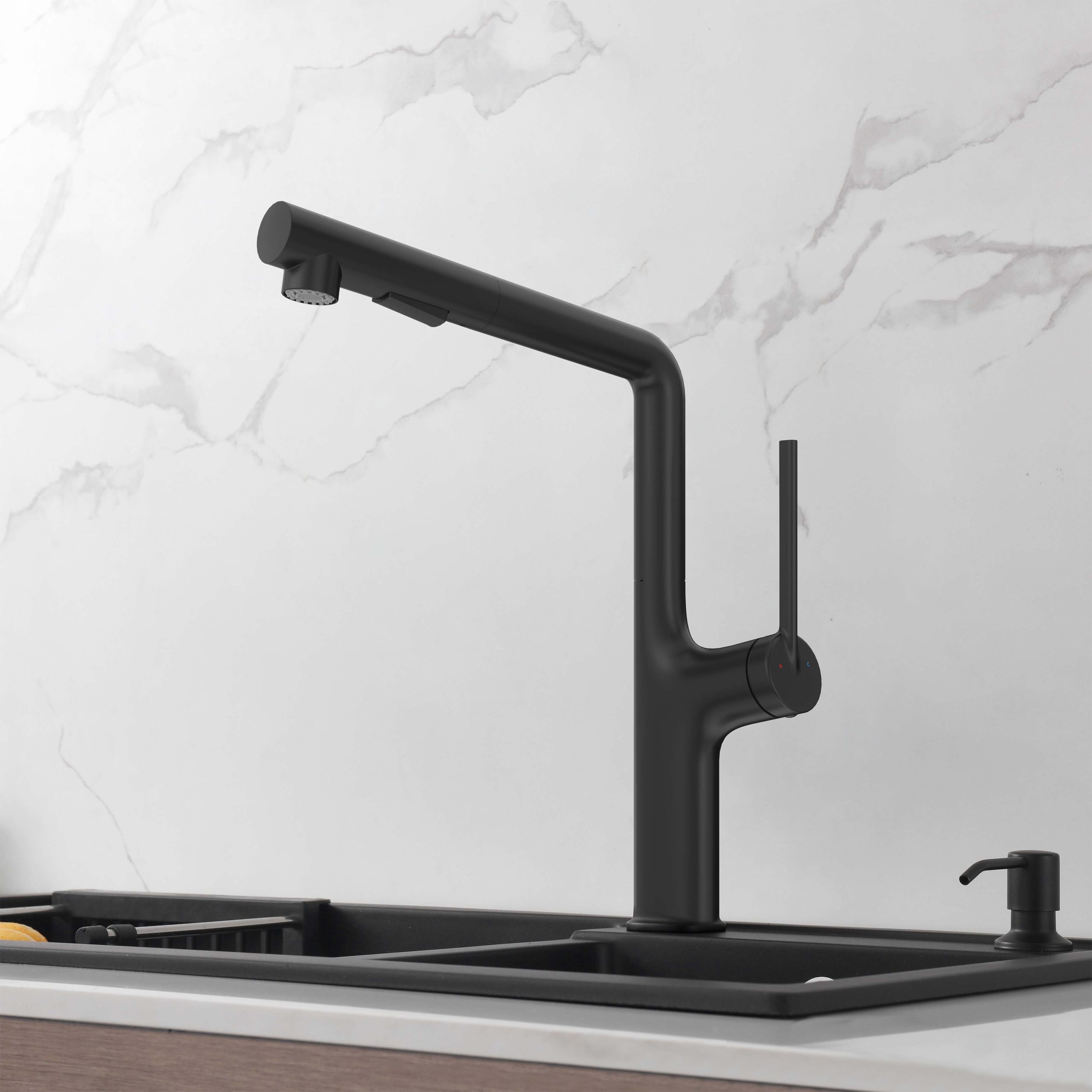 Vòi chậu bếp nóng lạnh dây rút AMBER KLUGER KLF0001C / KLF0001B / KLF0001S