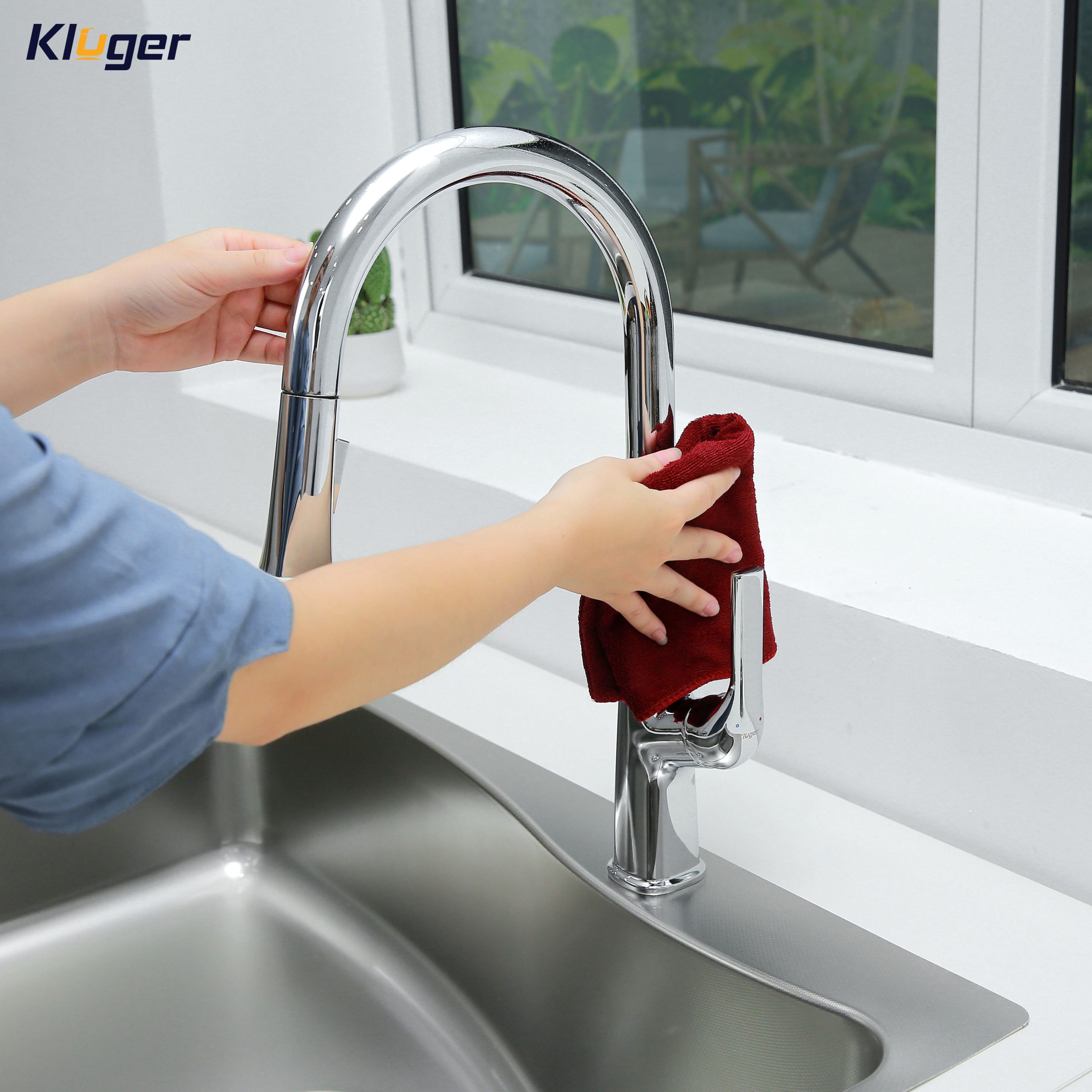 Vòi chậu bếp nóng lạnh dây rút HARMONY KLUGER KLF0002C (KLF0002B)