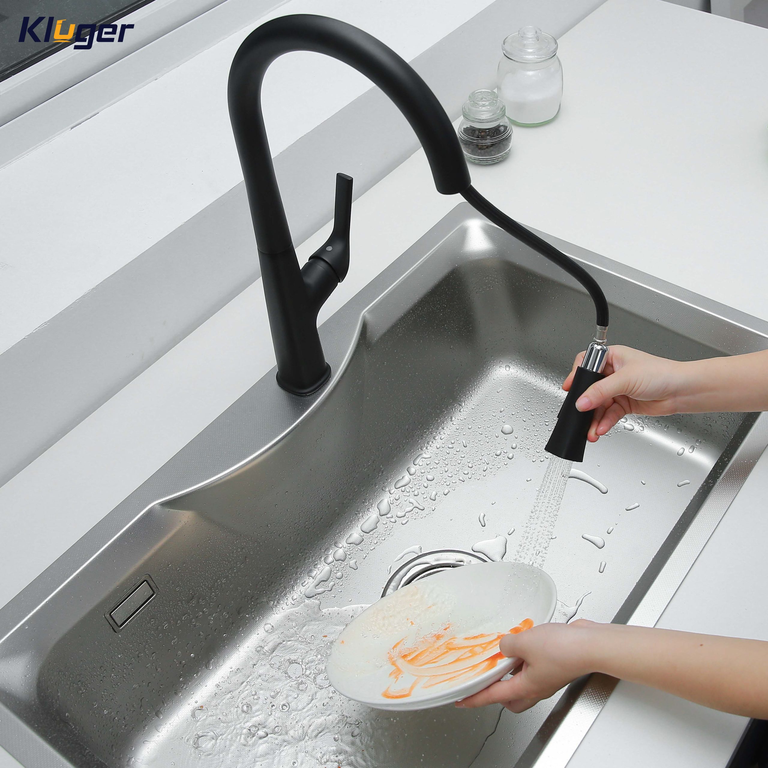 Vòi chậu bếp nóng lạnh dây rút HARMONY KLUGER KLF0002C (KLF0002B)