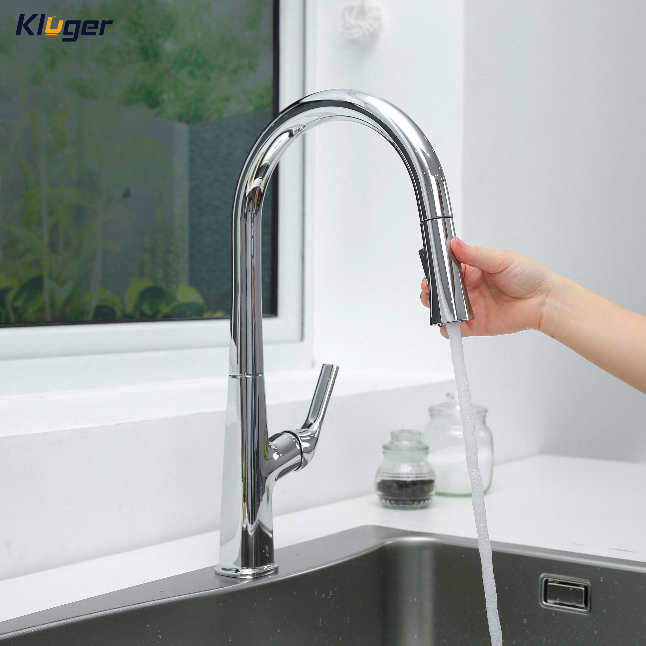 Vòi chậu bếp nóng lạnh dây rút HARMONY KLUGER KLF0002C (KLF0002B)