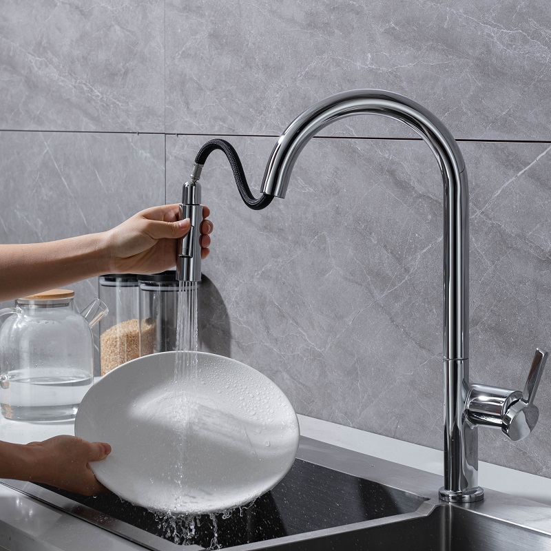 Vòi chậu bếp nóng lạnh dây rút VINCENT KLUGER KLF0003C