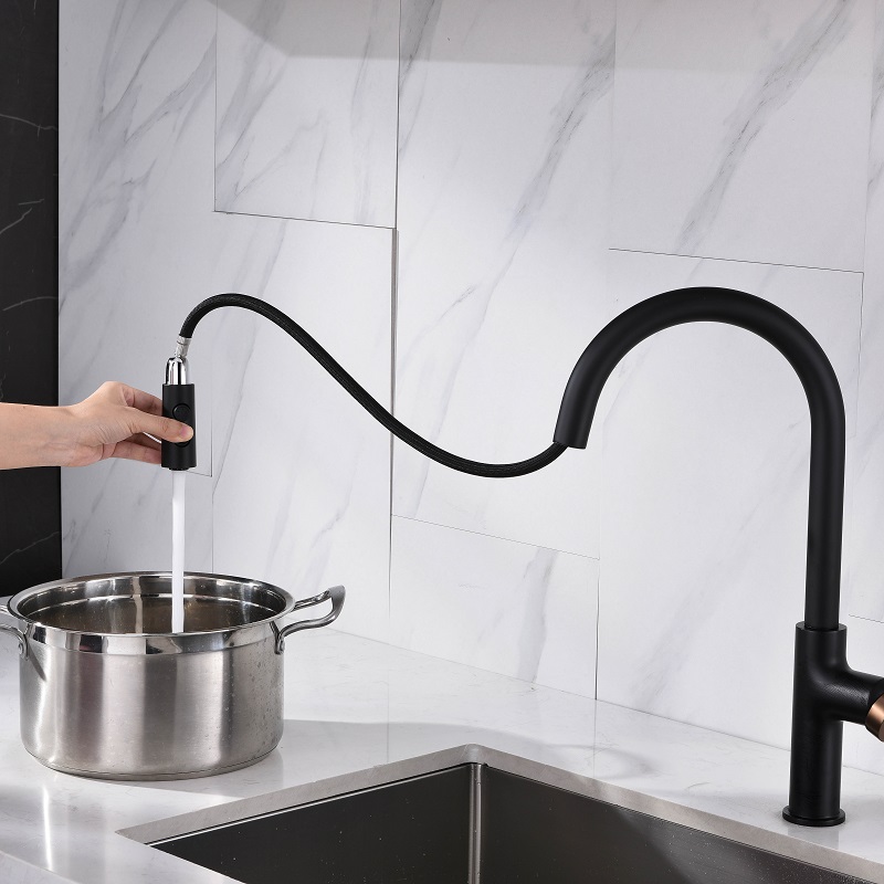 Vòi chậu bếp nóng lạnh dây rút PLUTO KLUGER KLF0005C (KLF0005B)