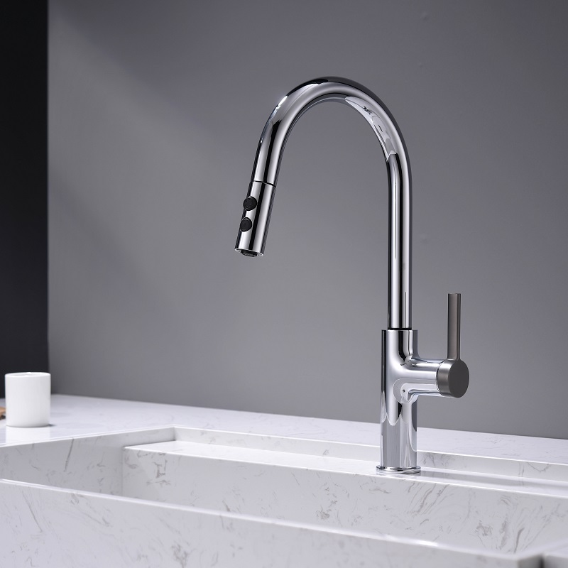 Vòi chậu bếp nóng lạnh dây rút PLUTO KLUGER KLF0005C (KLF0005B)