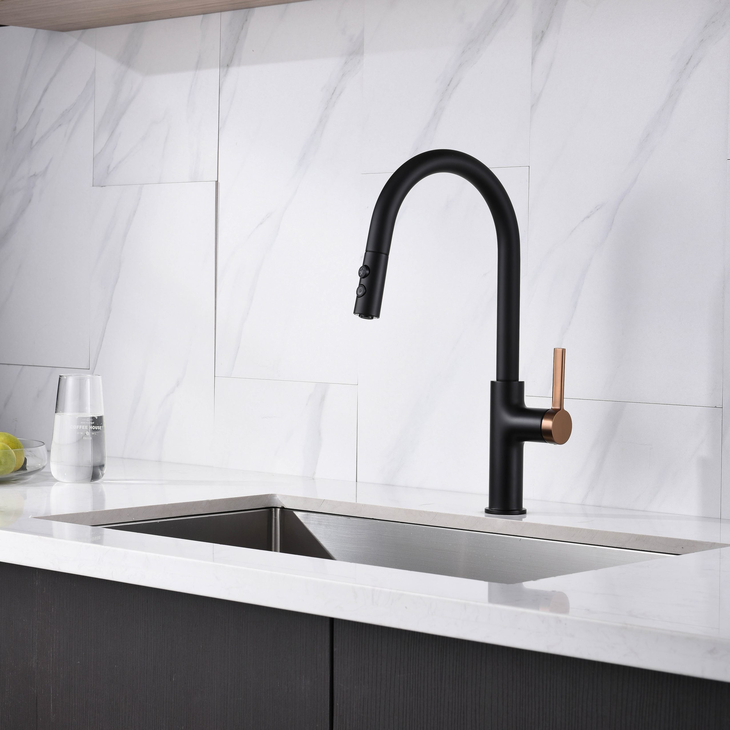 Vòi chậu bếp nóng lạnh dây rút PLUTO KLUGER KLF0005C (KLF0005B)