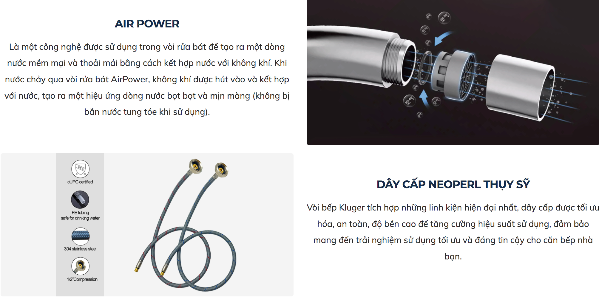 Vòi chậu bếp nóng lạnh dây rút PLUTO KLUGER KLF0005C (KLF0005B)