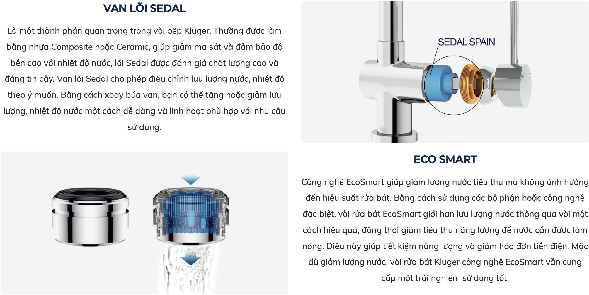 Vòi chậu bếp nóng lạnh dây rút PLUTO KLUGER KLF0005C (KLF0005B)