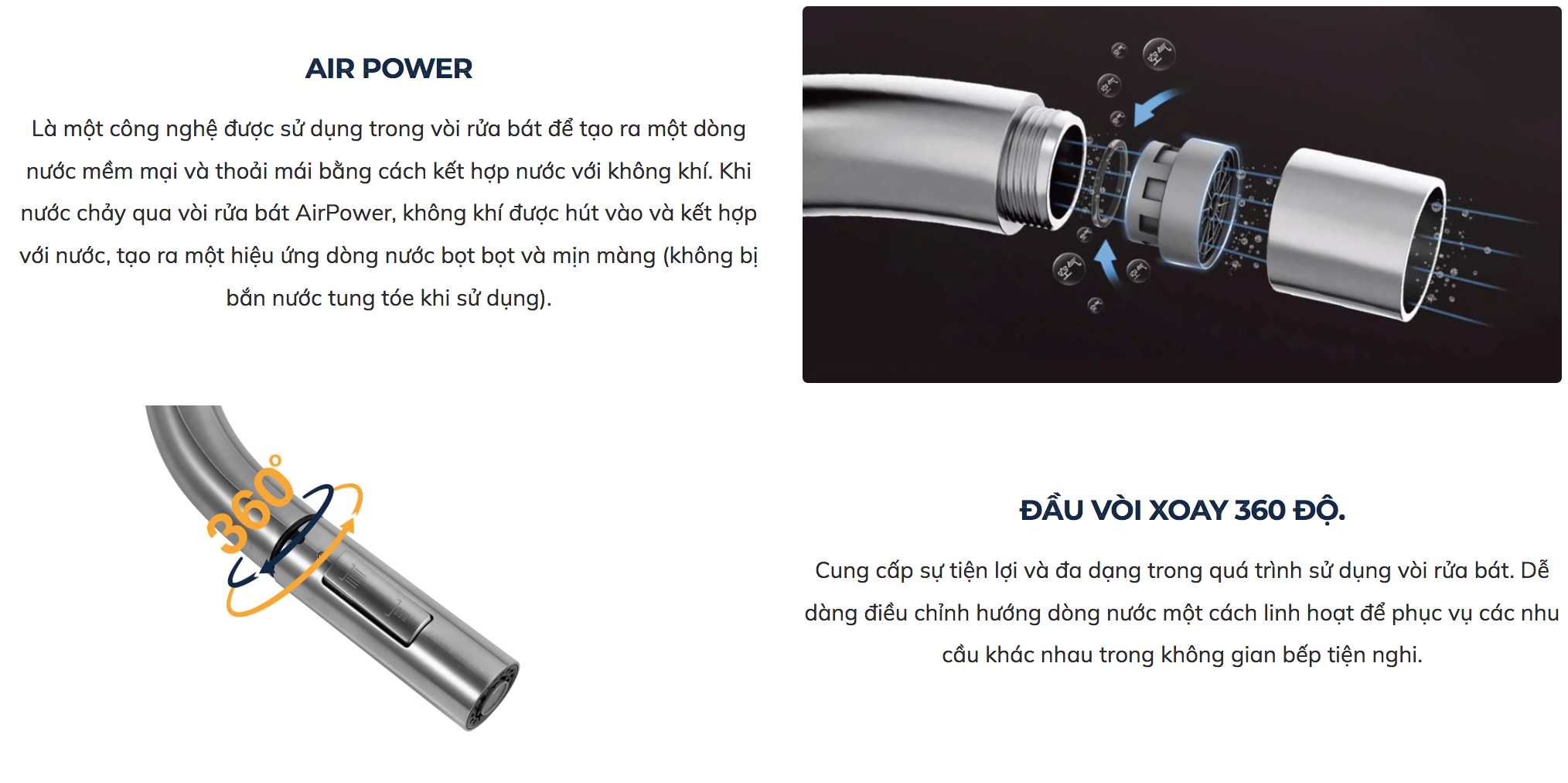 Vòi chậu bếp nóng lạnh dây rút RENE KLUGER KLF0008S (KLF0008B)