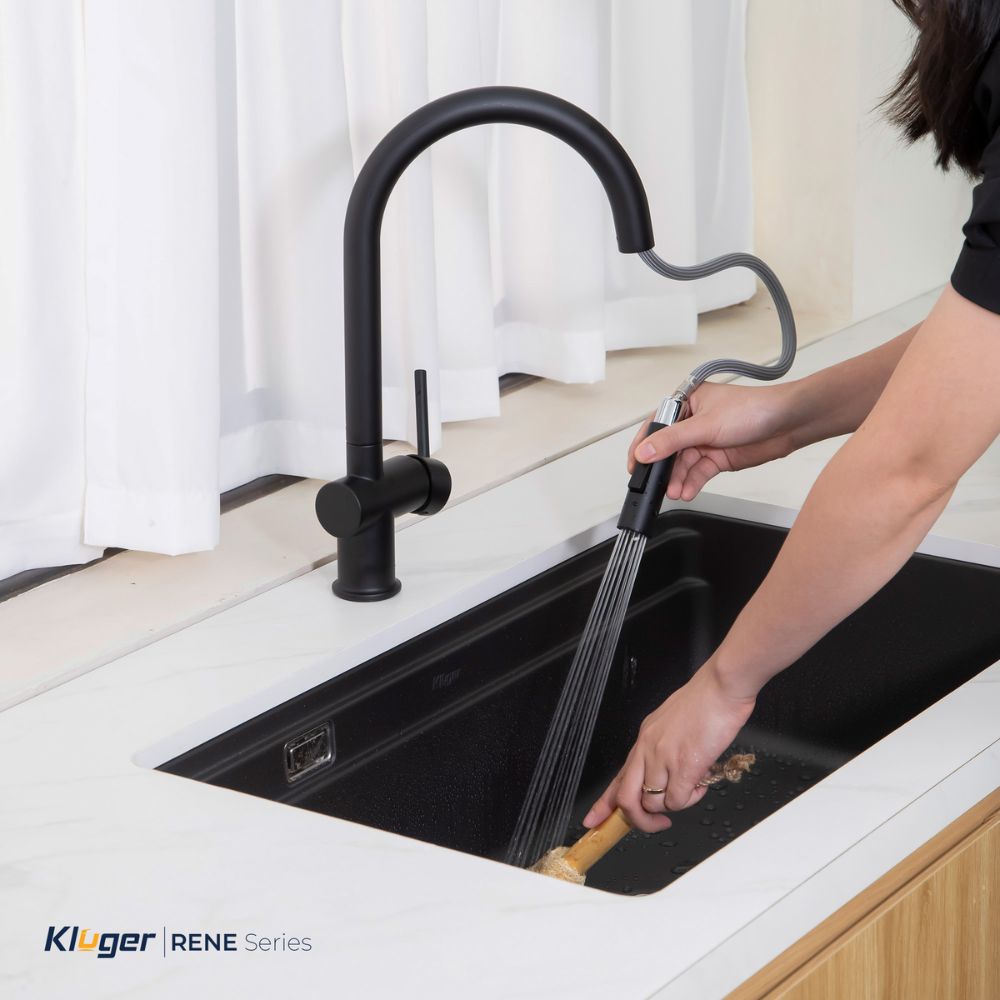 Vòi chậu bếp nóng lạnh dây rút RENE KLUGER KLF0008SS / KLF0008SC / KLF0008SB