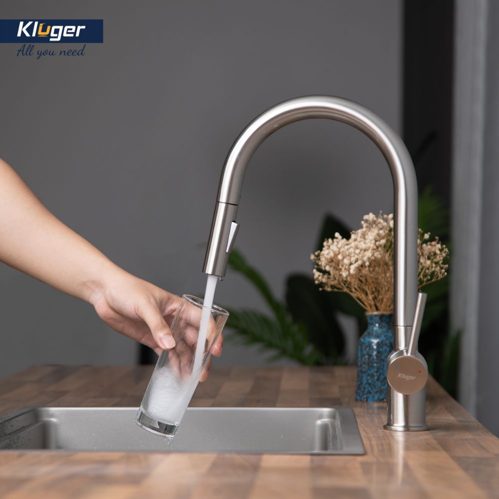 Vòi chậu bếp nóng lạnh dây rút RENE KLUGER KLF0008SS / KLF0008SC