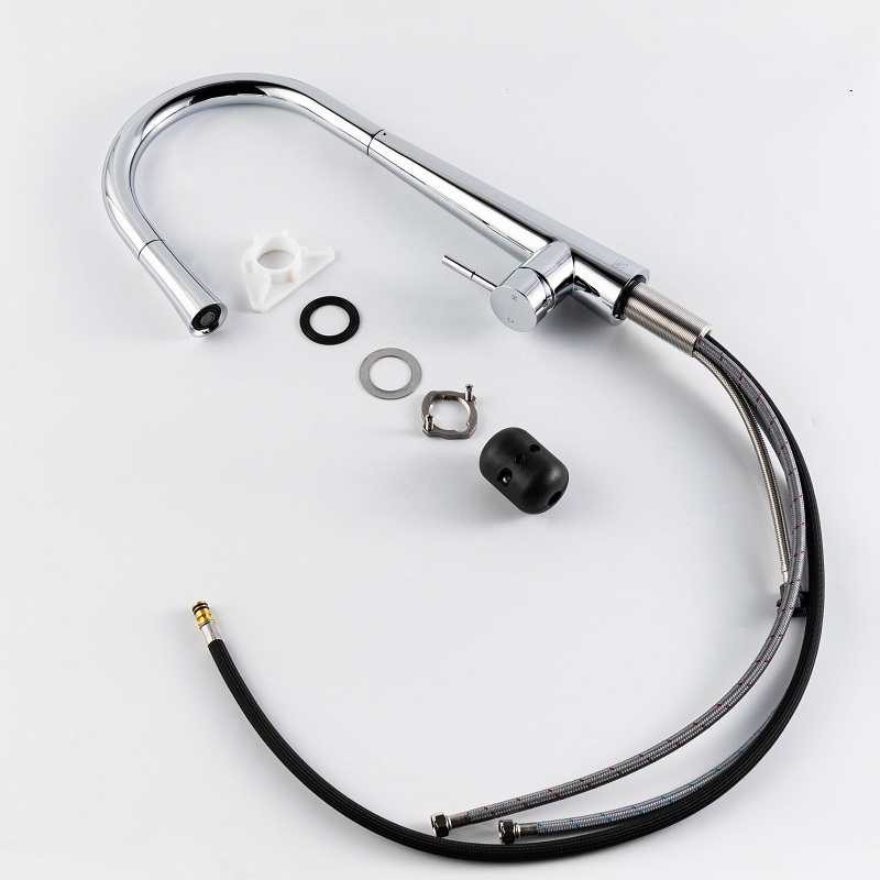 Vòi chậu bếp nóng lạnh dây rút MOZA KLUGER KLF0009C (KLF0009S)