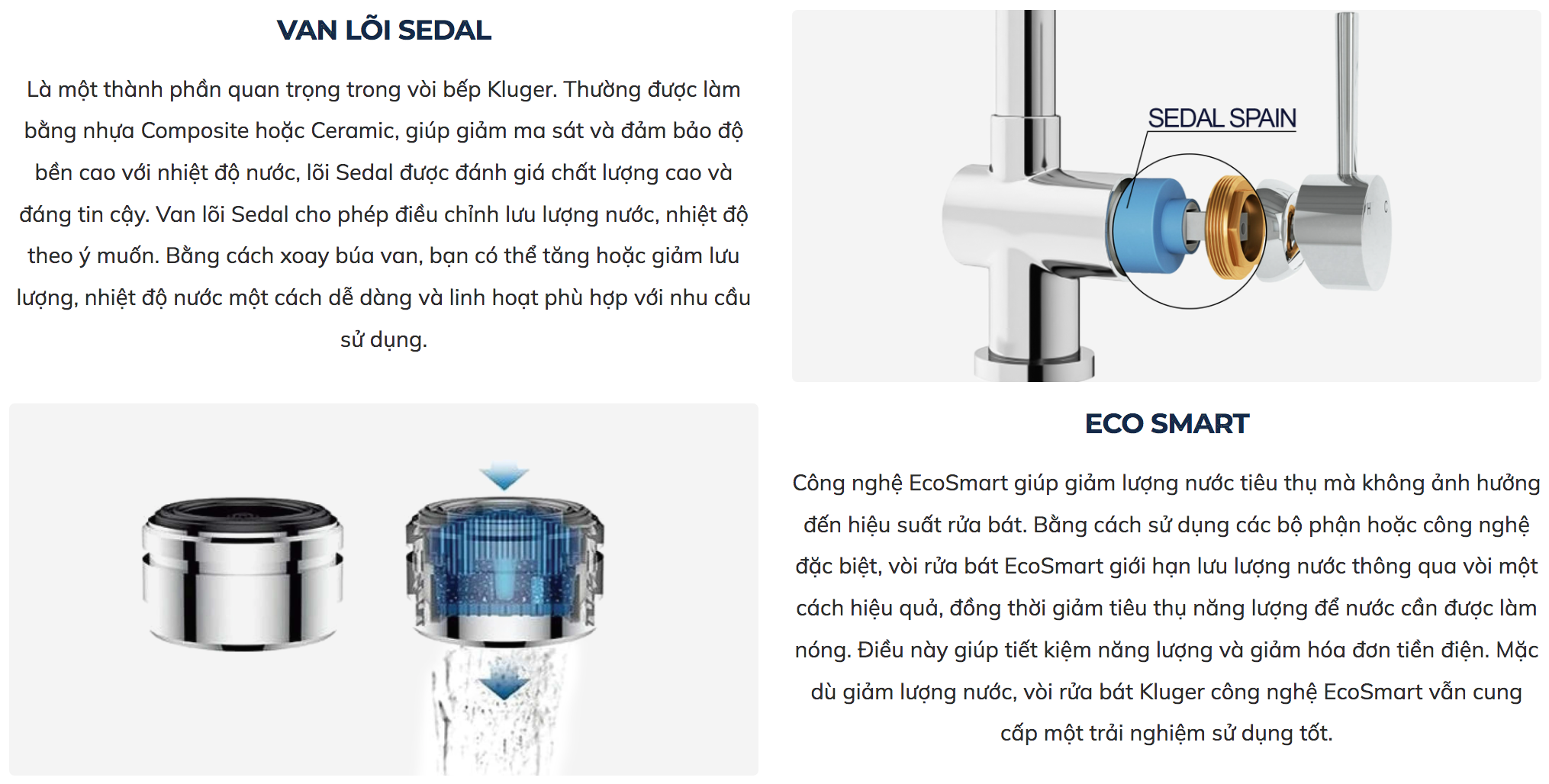 Vòi chậu bếp nóng lạnh dây rút MOZA KLUGER KLF0009C (KLF0009S)