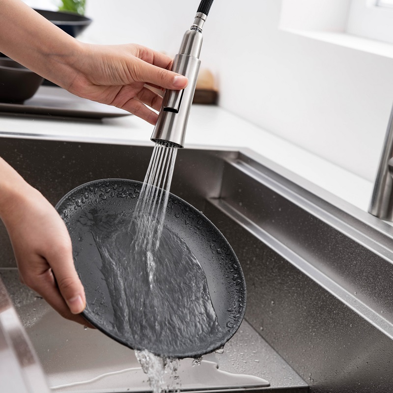 Vòi chậu bếp nóng lạnh dây rút MOZA KLUGER KLF0009C (KLF0009S)